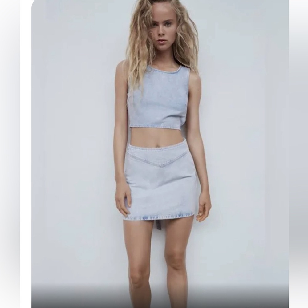 ZARA Sexy Acid Wash Denim Mini Skirt🔥🔥🔥